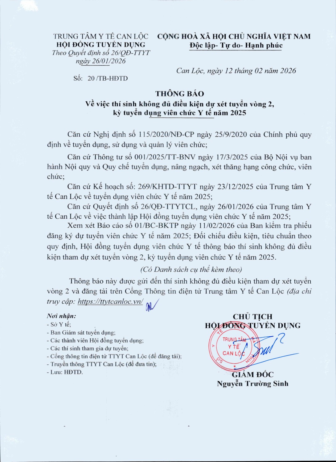 20 thong bao ve viec thi sinh khong du dieu kien du tuyen hình ảnh 0